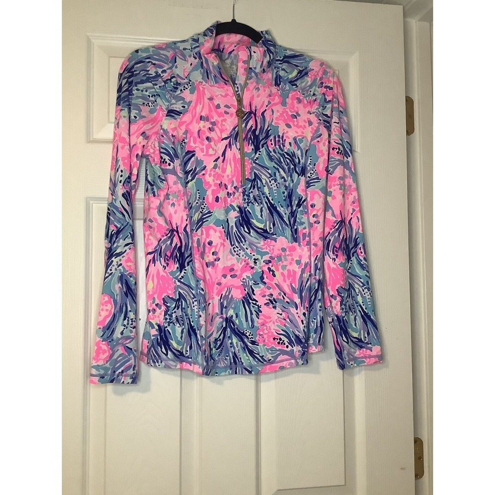 LILLY PULITZER Skipper Popover  Periwinkle Purple FAN SEA PANTS  Size Medium